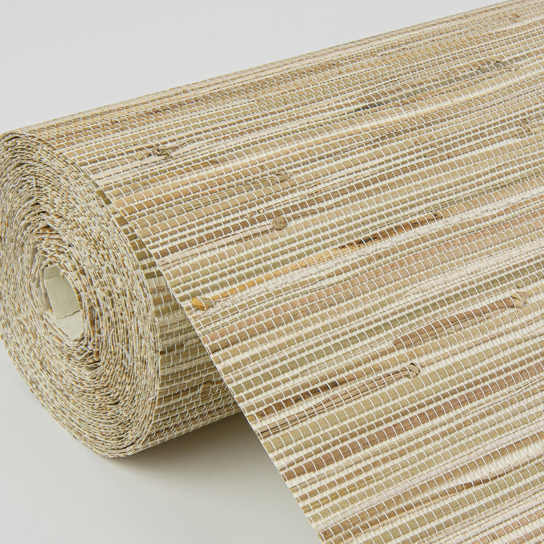 Sogen Khaki Knotted Sea Grasscloth Wallpaper by A-Street Prints Designer