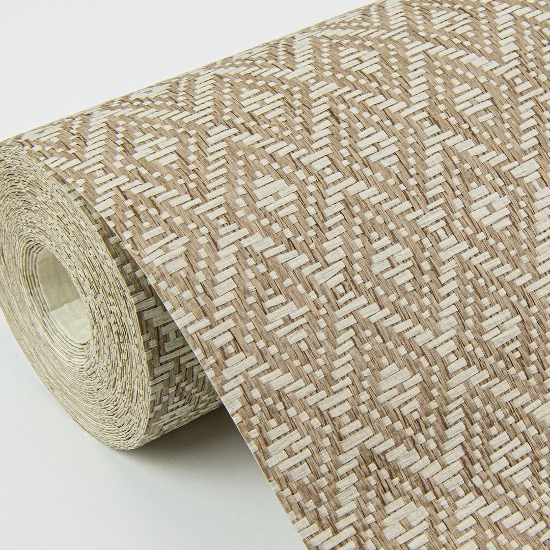 Hui Light Brown Paper Weave Grasscloth Wallpaper by A-Street Prints Designer