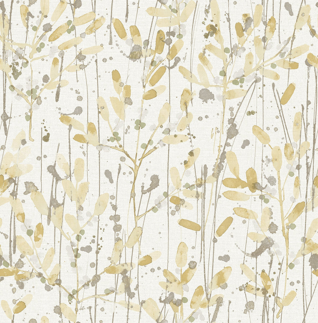 Leandra Yellow Floral Trail Wallpaper by A-Street Prints Designer