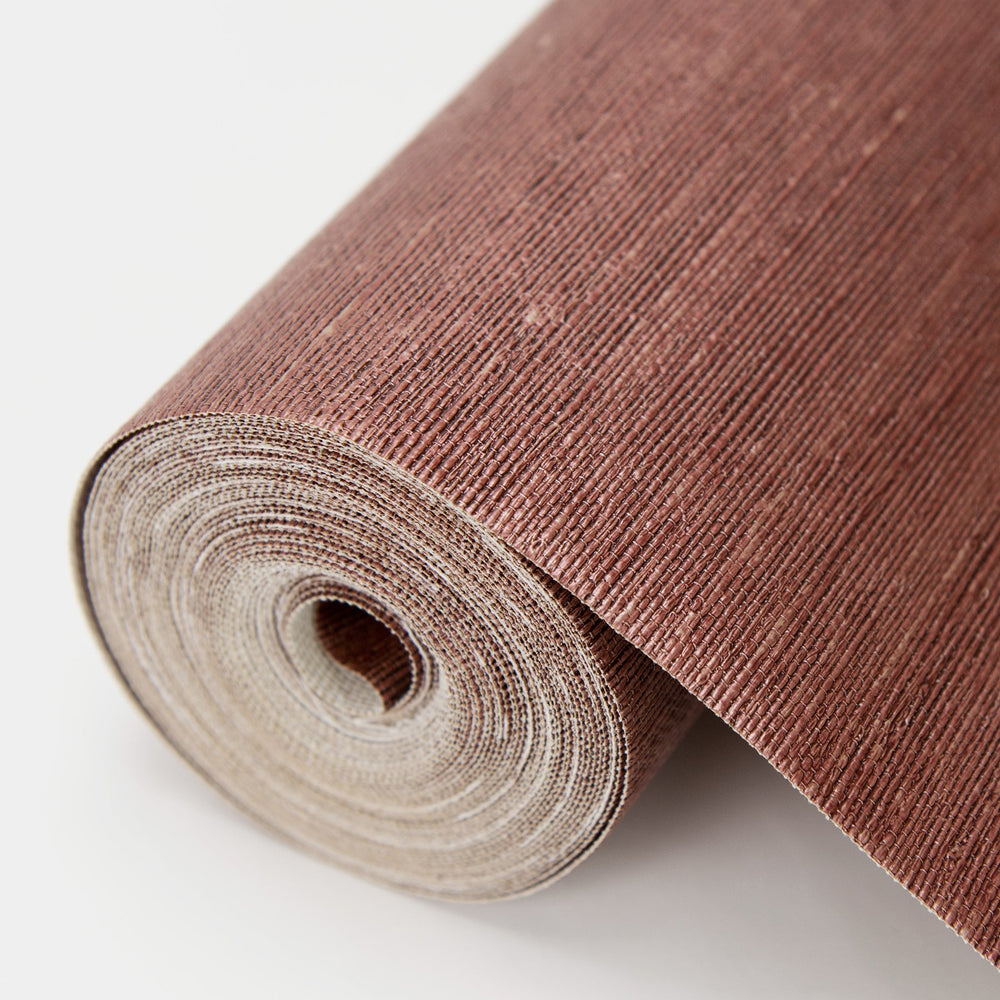 Aspero Red Faux Grasscloth Wallpaper by Warner Designer