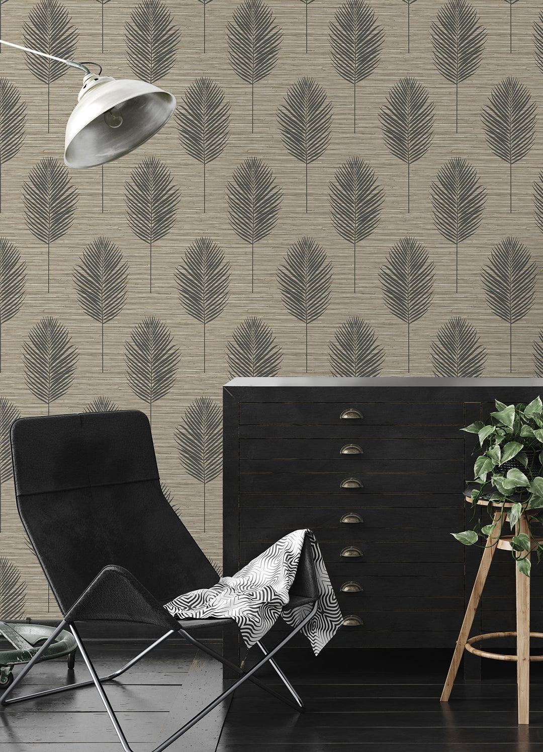 Bali Light Brown Fern Wallpaper by A-Street Prints Designer