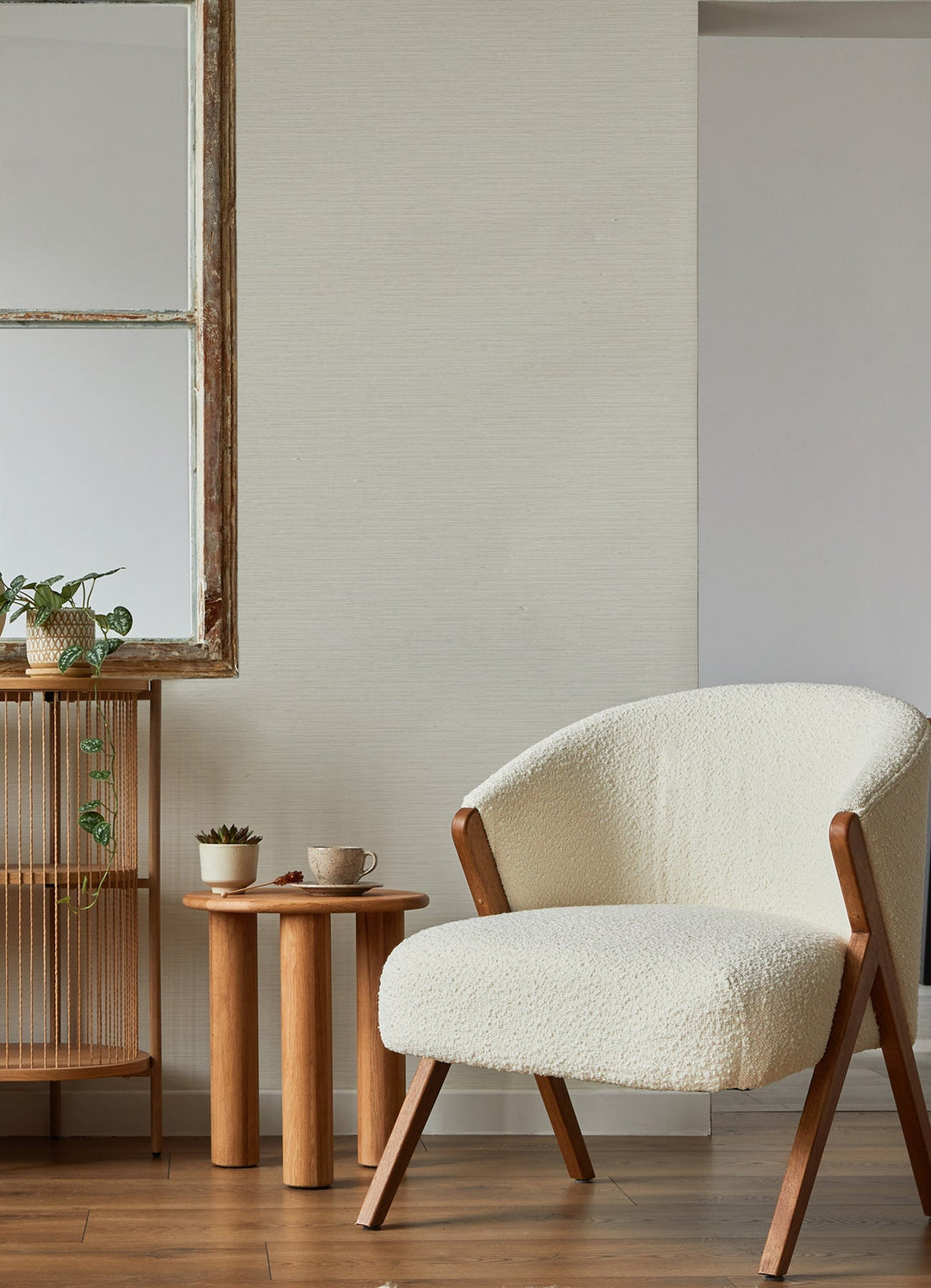 Rushmore Ivory Faux Grasscloth Wallpaper by A-Street Prints Designer