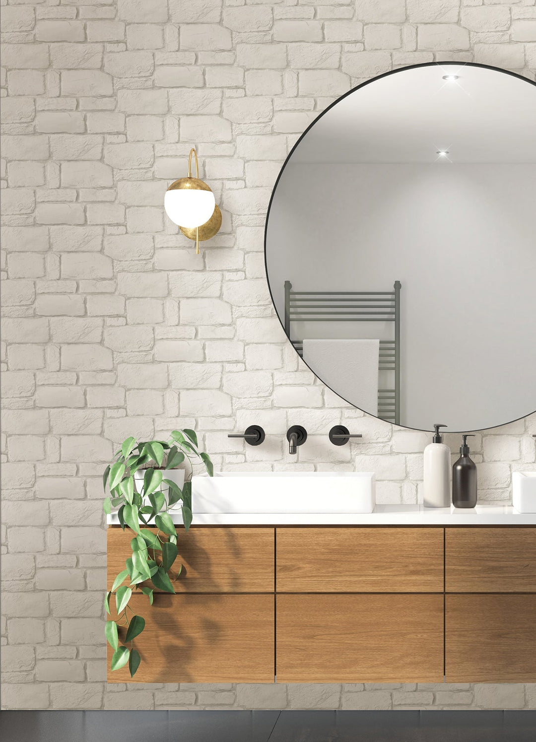 Casablanca Ivory Stone Wallpaper by A-Street Prints Designer