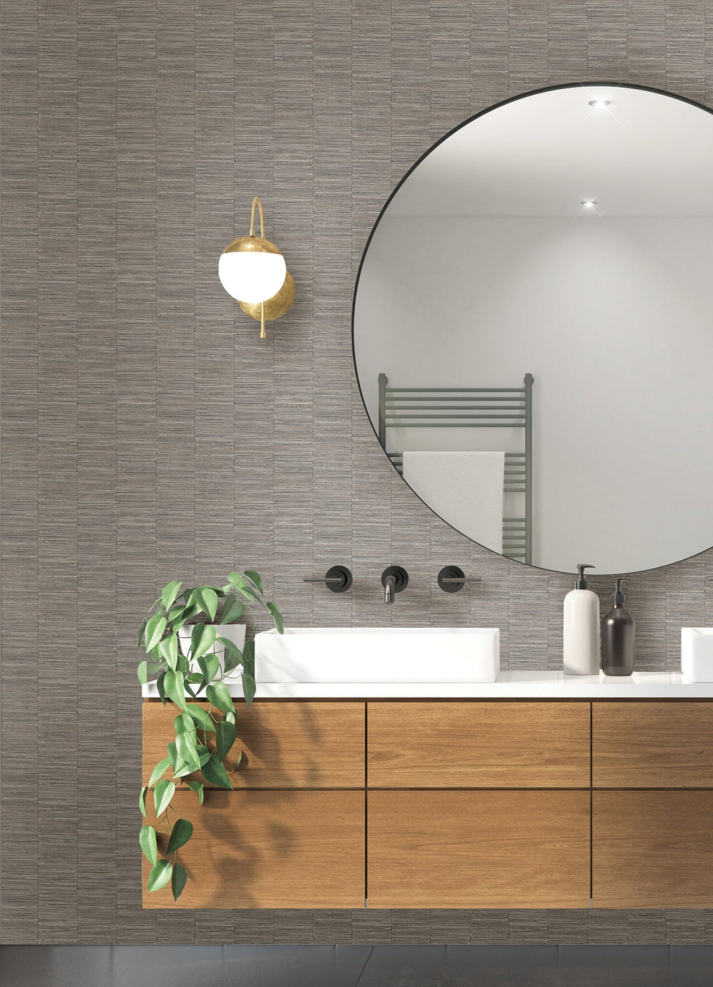 Jenga Charcoal Striped Column Wallpaper by A-Street Prints Designer