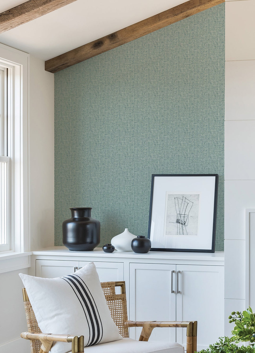 Snuggle Teal Woven Texture Wallpaper by A-Street Prints Designer