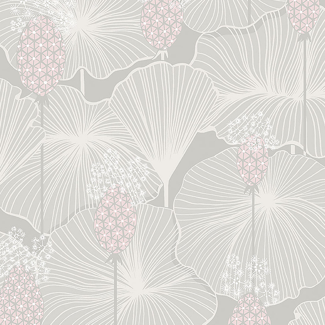 Schumacher Wallcovering Umbrella Leaves - Grey