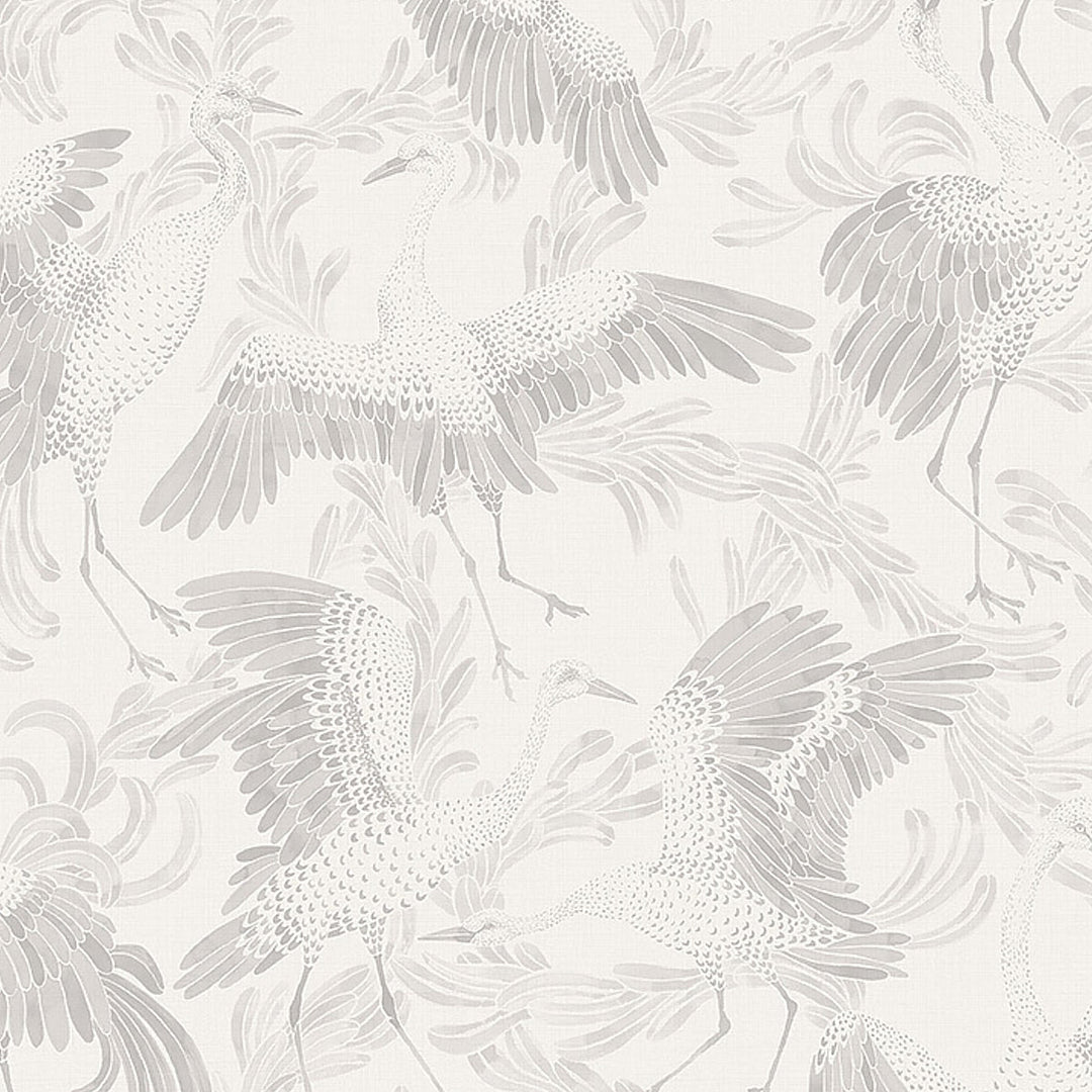 Schumacher Wallcovering Dancing Crane - Grey
