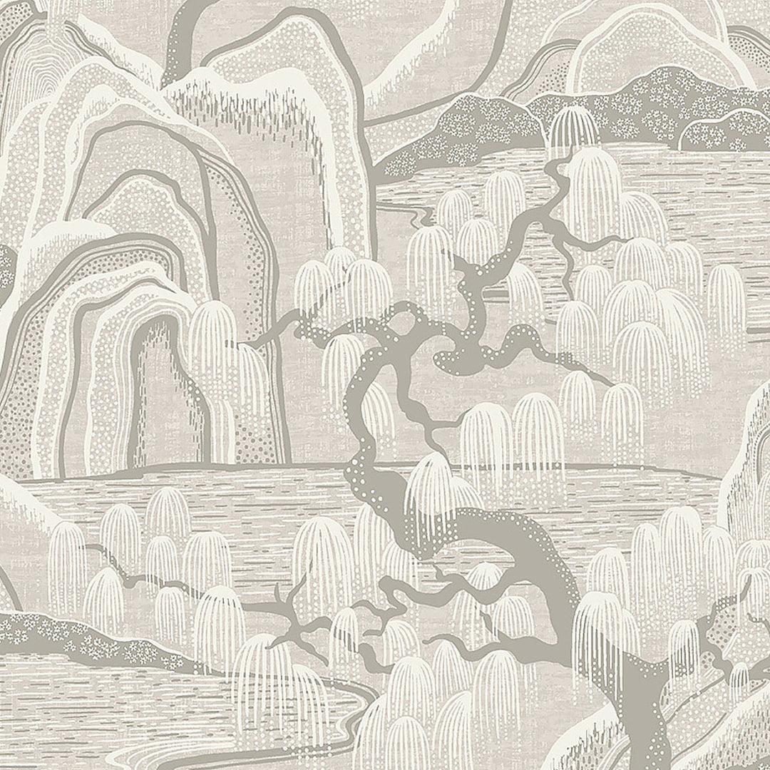 Schumacher Wallcovering Indigo Garden - Grey