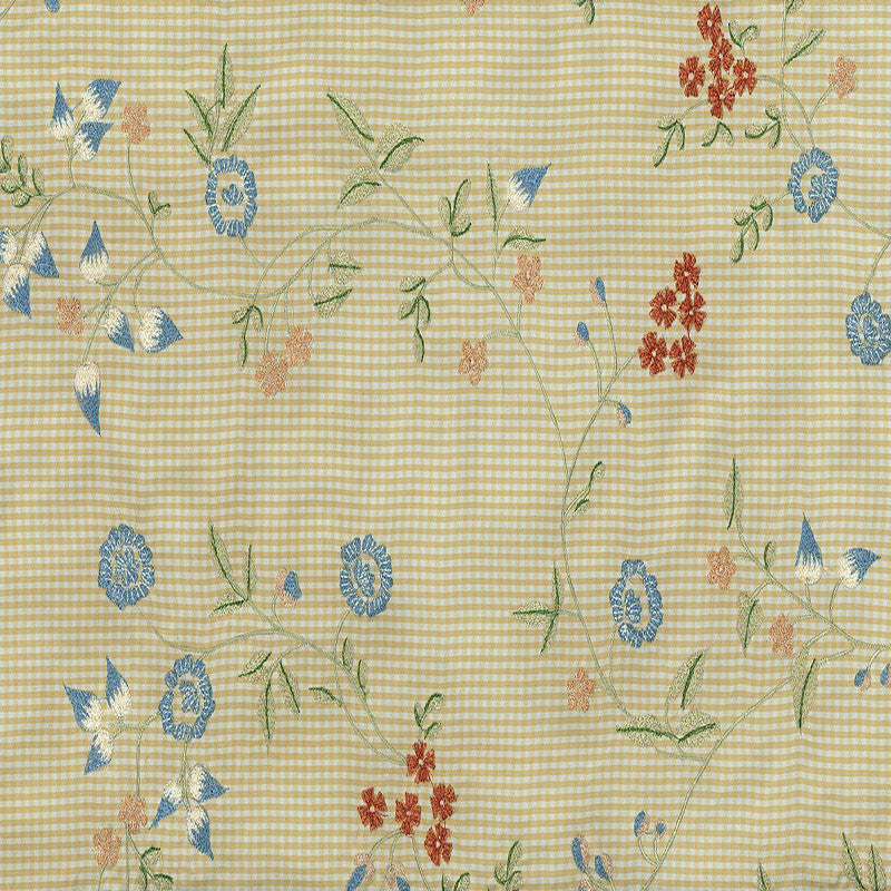 Elliston Floral Embroidery Sun Porch 3446001 by Schumacher Designer Fabric KEMPTON HOUSE S06 SILK GROUND 100% CHINA </p><p>Repeat: Horizontal: 26 1/2" (67CM) and Vertical: 24 1/2" (62CM) 53 - Swanky Fabrics -