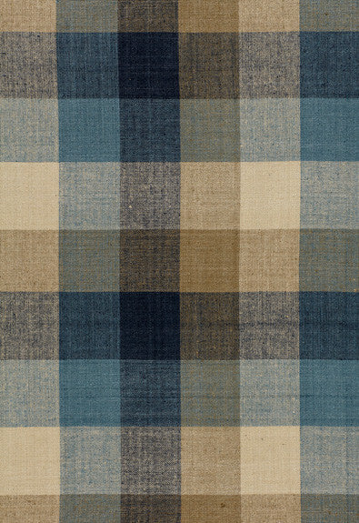 Graylyn Plaid Indigo 3452002 by Schumacher Designer Fabric Chroma 100% Silk - Horizontal: 13 and Vertical: 12.5 54 - Swanky Fabrics -