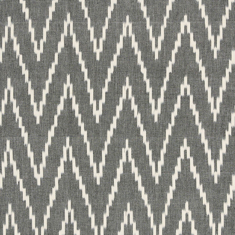 Kasari Ikat Graphite 3470003 by Schumacher Designer Fabric CHROMA SP14 See Sample INDIA MEDIUM DUTY </p><p>Repeat: Horizontal: 4 1/2" (11CM) and Vertical: 4 7/8" (12CM) 52" WIDE (132 CM) - Swanky Fabrics -