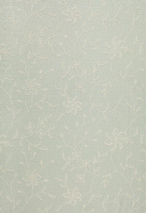 Schumacher Fabric Georgia Linen Embroidery Aqua 3491000
