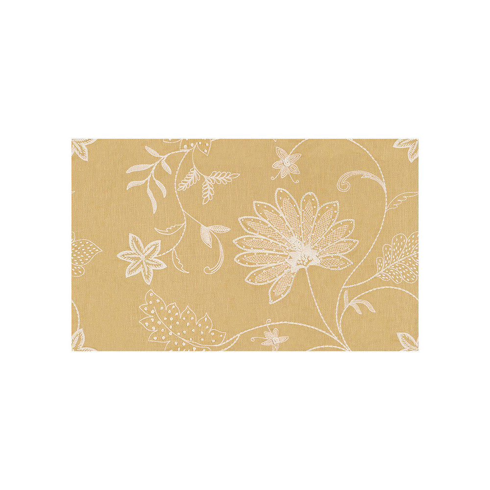 Hand Embroidery Saffron by Kravet Couture Designer Fabric MODERN COLORS II LINEN - 100% India Horizontal: 25.5 and Vertical: 15.5 51 - Swanky Fabrics -