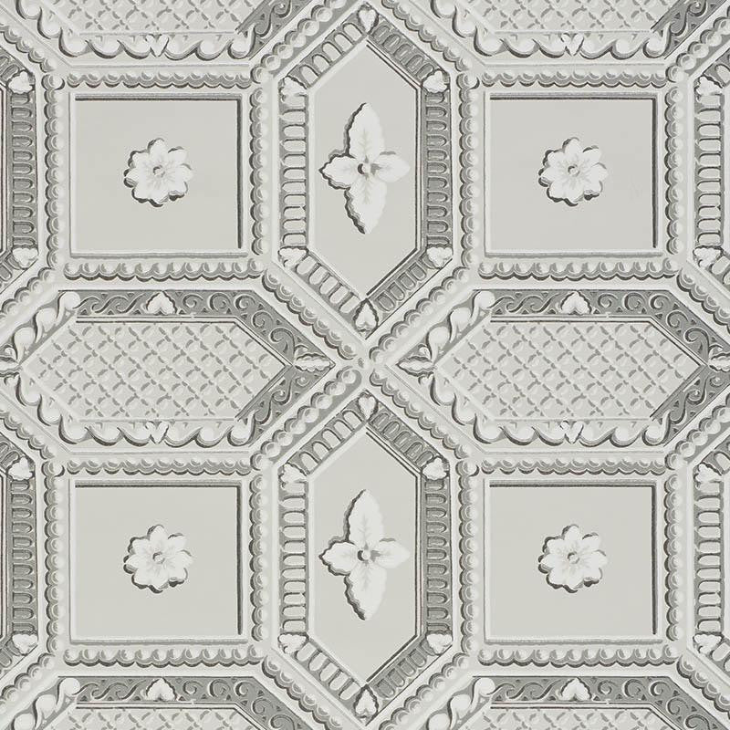 Lacunaria Dove 5009900 by Schumacher Designer Wallpaper Trompe L'Oeil 13.5" - Swanky Fabrics -