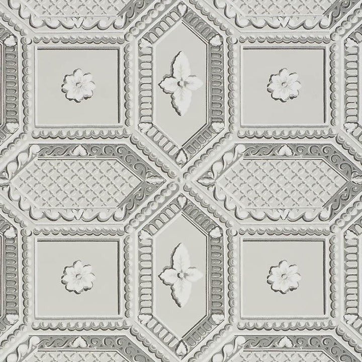 Lacunaria Dove 5009900 by Schumacher Designer Wallpaper Trompe L'Oeil 13.5" - Swanky Fabrics -