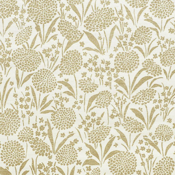Chrysanthemum Sisal Gold 5009782 by Schumacher Designer Wallpaper Textured Wallcoverings & Printed Grasscloths 34.0" - Swanky Fabrics -
