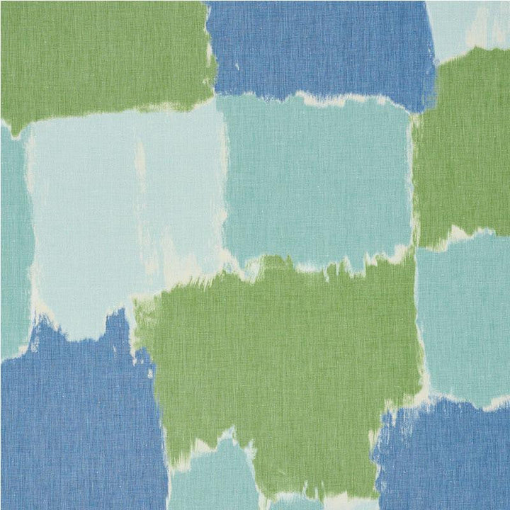 Colorblock Ikat Aqua 178470 by Schumacher Designer Fabric Freehand 54.0" - Swanky Fabrics -