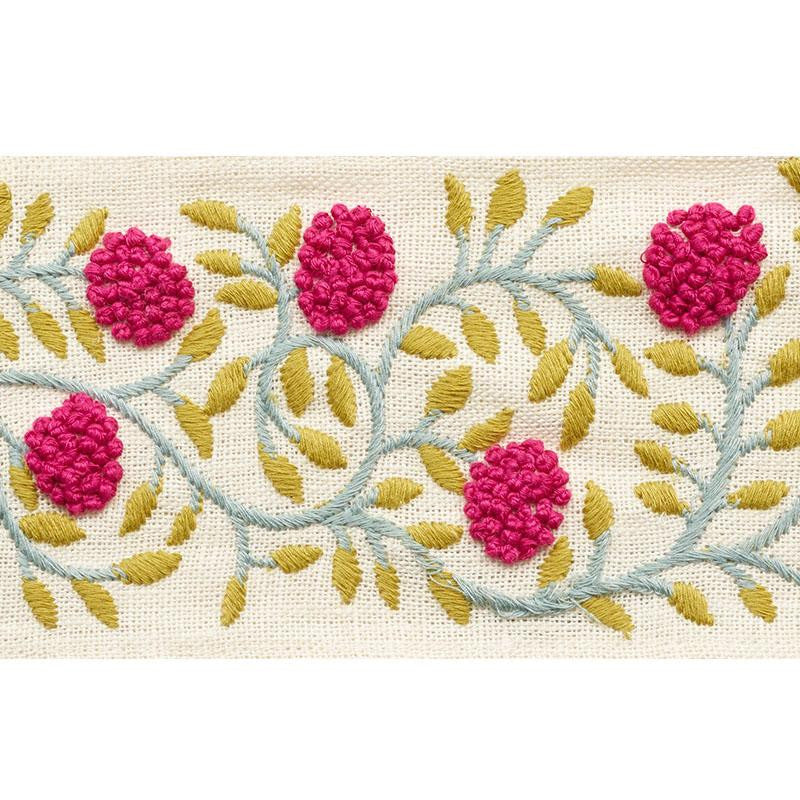 Ashoka Tape Magenta & Leaf 76293 by Schumacher Designer Trim Palampore 11.25" - Swanky Fabrics -
