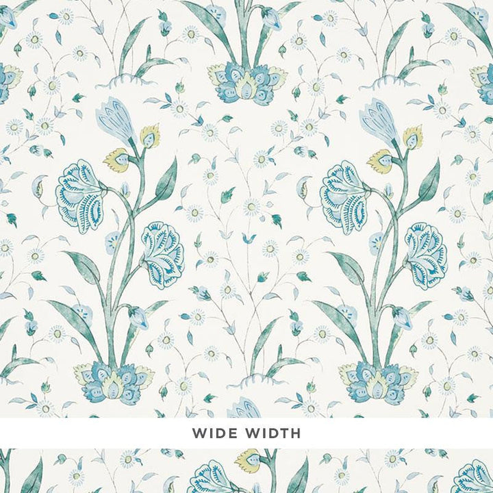 Khilana Floral Peacock 5009952 by Schumacher Designer Wallpaper Palampore 13.5" - Swanky Fabrics -