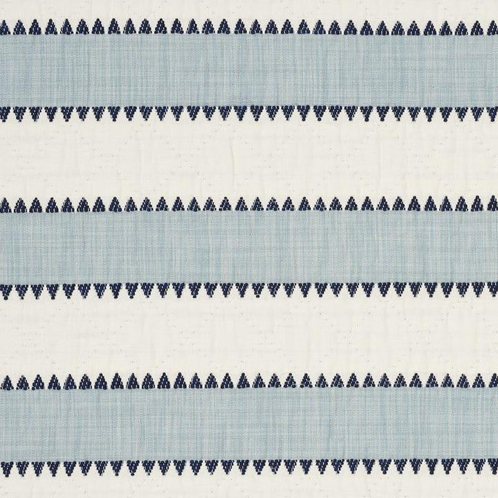 Isolde Stripe Matelass Sky 76750 by Schumacher Designer Fabric Folk Art 1.75" - Swanky Fabrics -