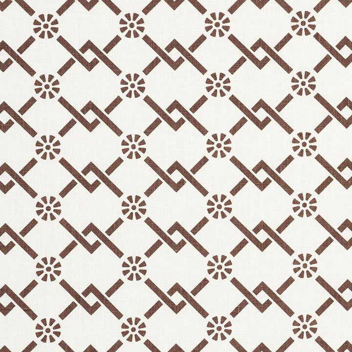 Fretwork Flower Chestnut 178312 by Schumacher Designer Fabric Timothy Corrigan 2.75" - Swanky Fabrics -