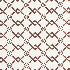 Schumacher Fabric Fretwork Flower Chestnut 178312