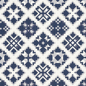 Schumacher Fabric Tristan Patchwork Indigo 76760