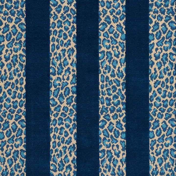 Guepard Stripe Velvet Mediterranean 77140 by Schumacher Designer Fabric Timothy Corrigan 13.5" - Swanky Fabrics -