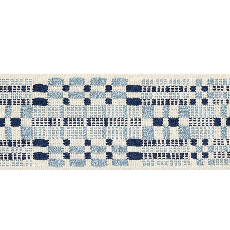 Brimfield Tape Blues 76950 by Schumacher Designer Trim Folk Art 7.25" - Swanky Fabrics -