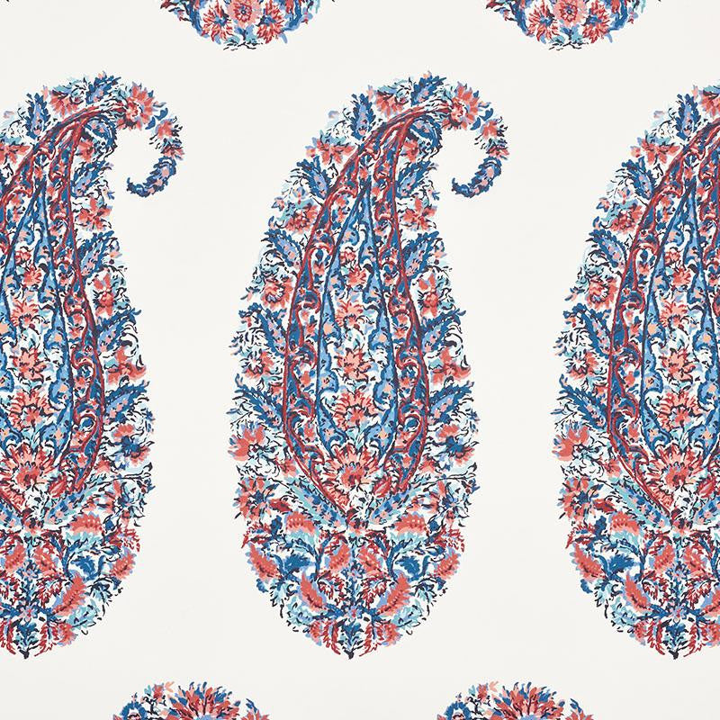 Shirala Paisley Delft & Rose 5009970 by Schumacher Designer Wallpaper Palampore 6.75" - Swanky Fabrics -