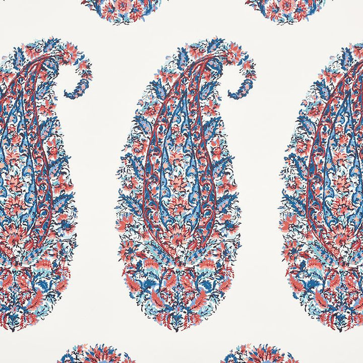 Shirala Paisley Delft & Rose 5009970 by Schumacher Designer Wallpaper Palampore 6.75" - Swanky Fabrics -