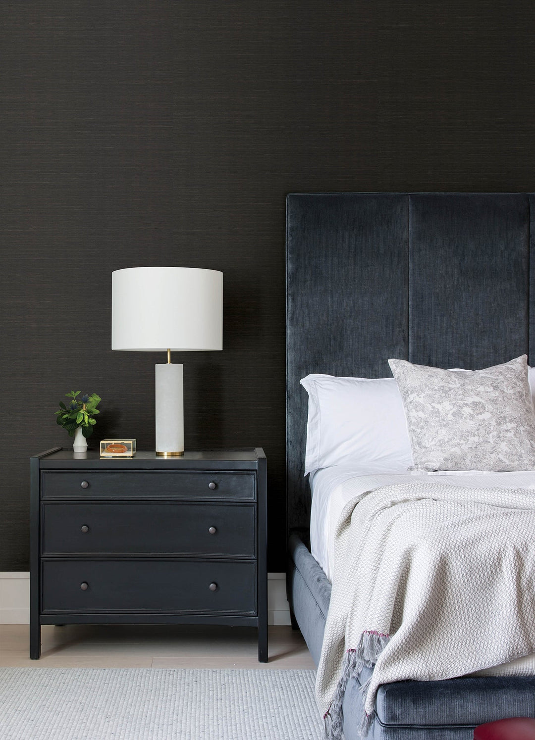 Colcord Black Sisal Grasscloth Wallpaper by A-Street Prints Designer