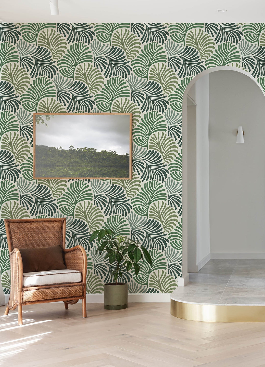 Trousdale Green Fanning Flora Wallpaper by A-Street Prints Designer
