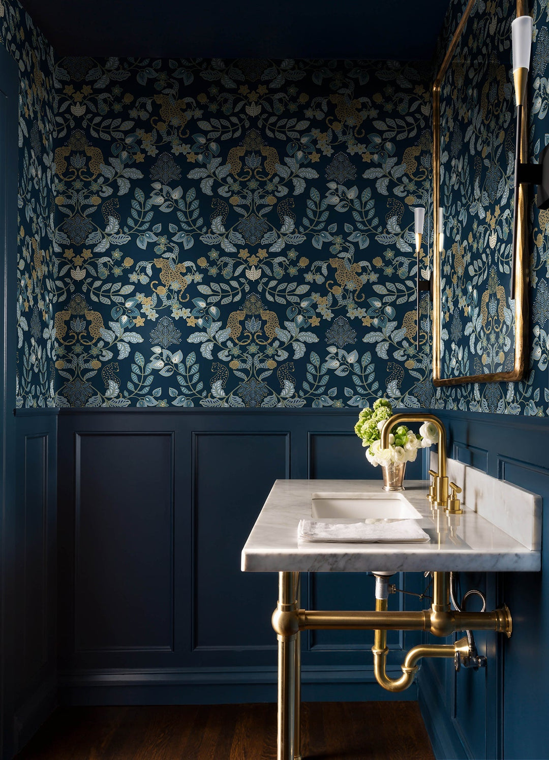 Getty Navy Jungle Damask Wallpaper by A-Street Prints Designer