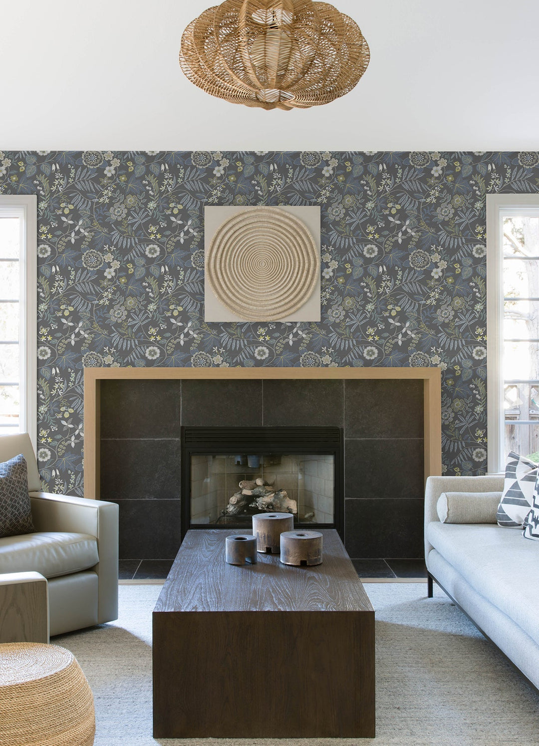 Marilyn Light Grey Floral Trail Wallpaper by A-Street Prints Designer
