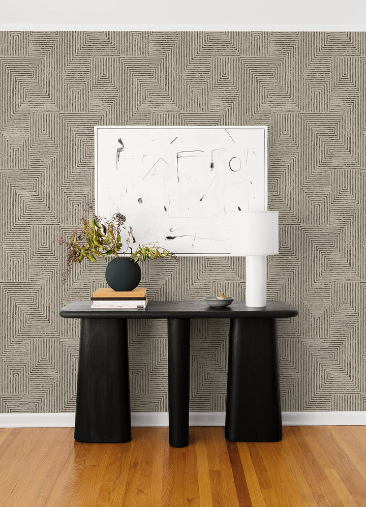 Mortenson Taupe Geometric Wallpaper by A-Street Prints Designer