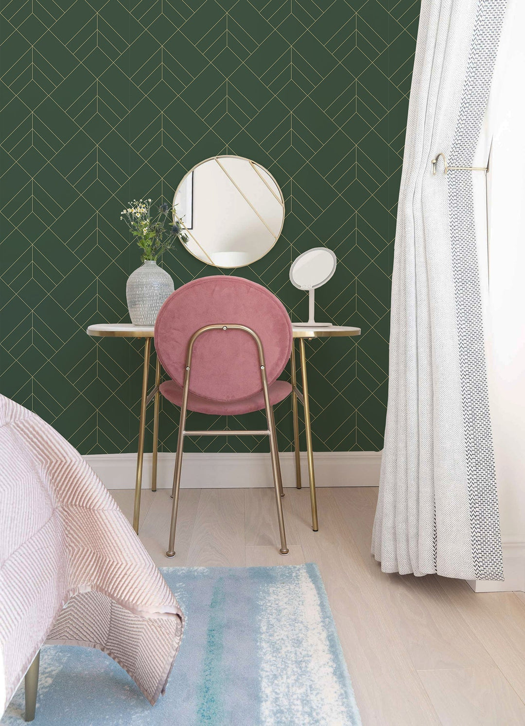 Sander Evergreen Geometric Wallpaper by A-Street Prints Designer