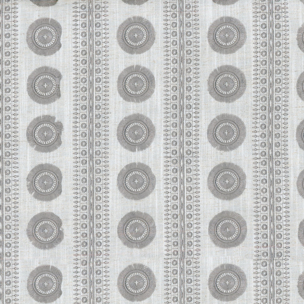 Adornment Emb Flint 407371 by PKL Studio Designer Fabric - Base:83%Polyester 11%Cotton 6%Linen Embroid:100%Rayon INDIA 9000 Horizontal: 3.8 and Vertical: 3 55 - Swanky Fabrics -