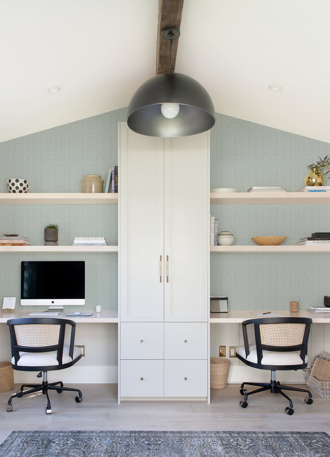 Glynn Sky Blue Chevron Wallpaper by A-Street Prints Designer