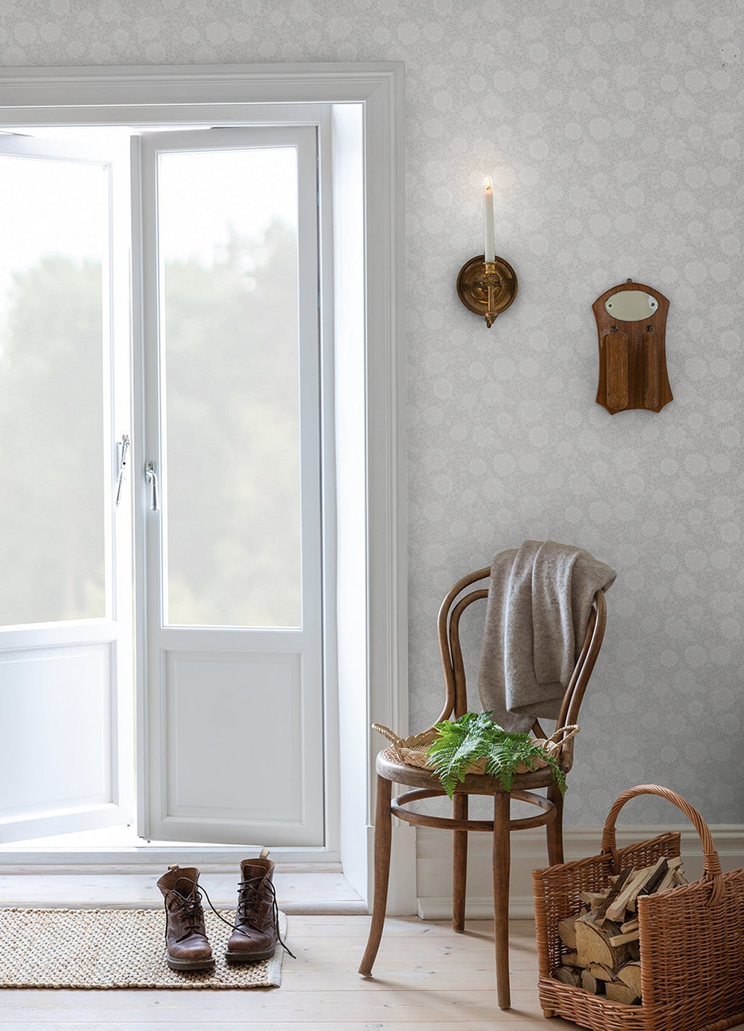 Lizette Light Grey Charming Floral Wallpaper by A-Street Prints Designer