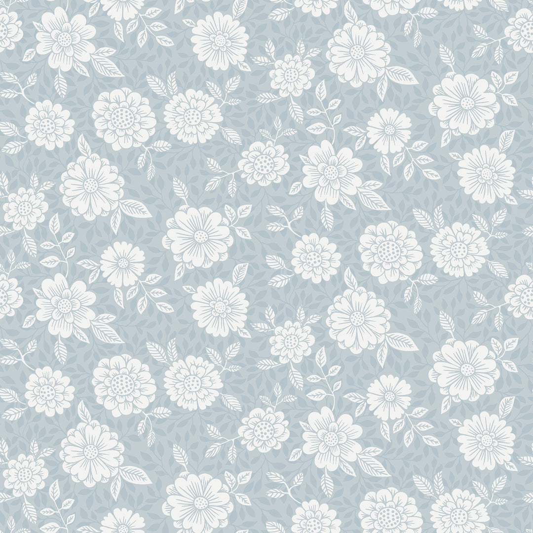 Lizette Light Blue Charming Floral Wallpaper by A-Street Prints Designer