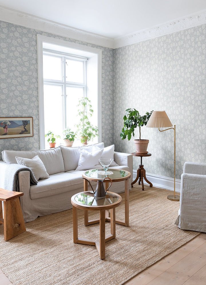 Lizette Light Blue Charming Floral Wallpaper by A-Street Prints Designer