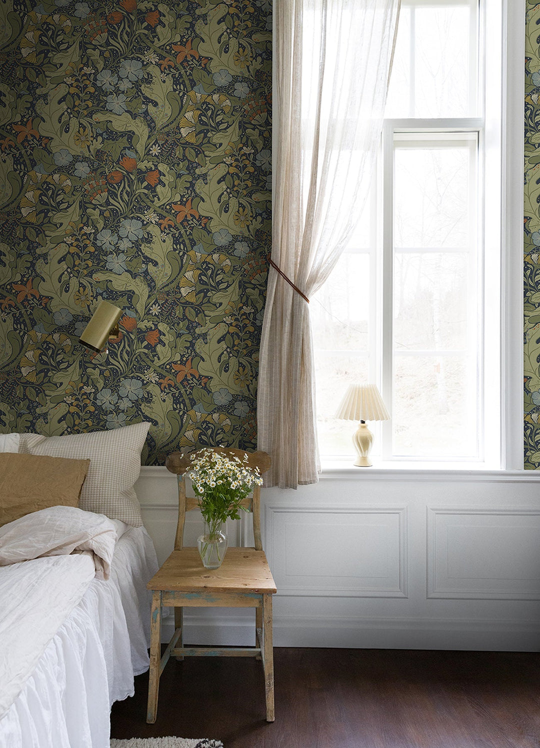 Elise Indigo Nouveau Gardens Wallpaper by A-Street Prints Designer