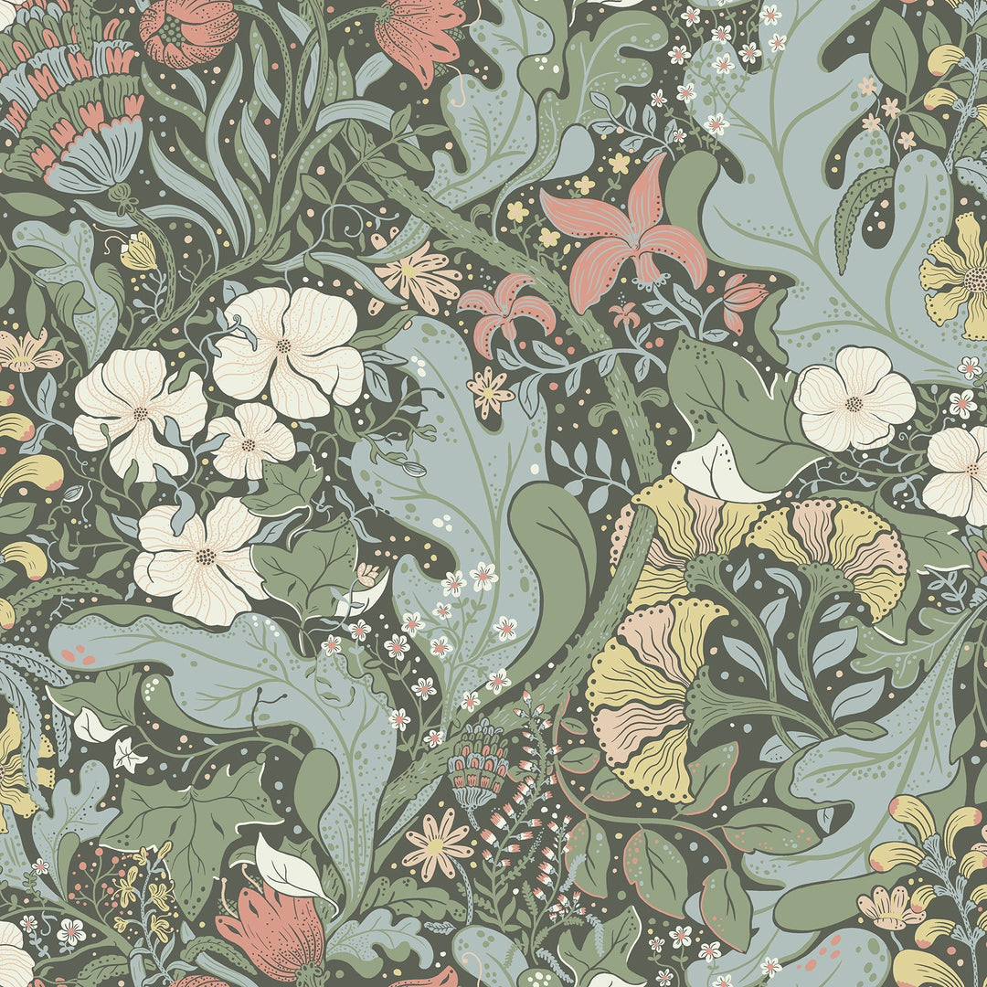 Elise Green Nouveau Gardens Wallpaper by A-Street Prints Designer