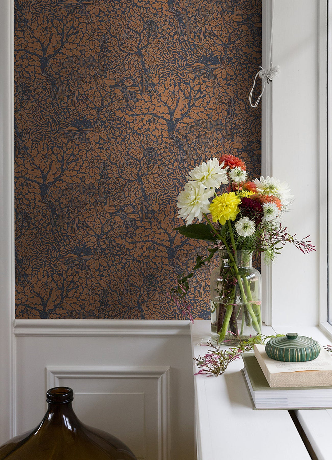 Olle Orange Forest Sanctuary Wallpaper by A-Street Prints Designer