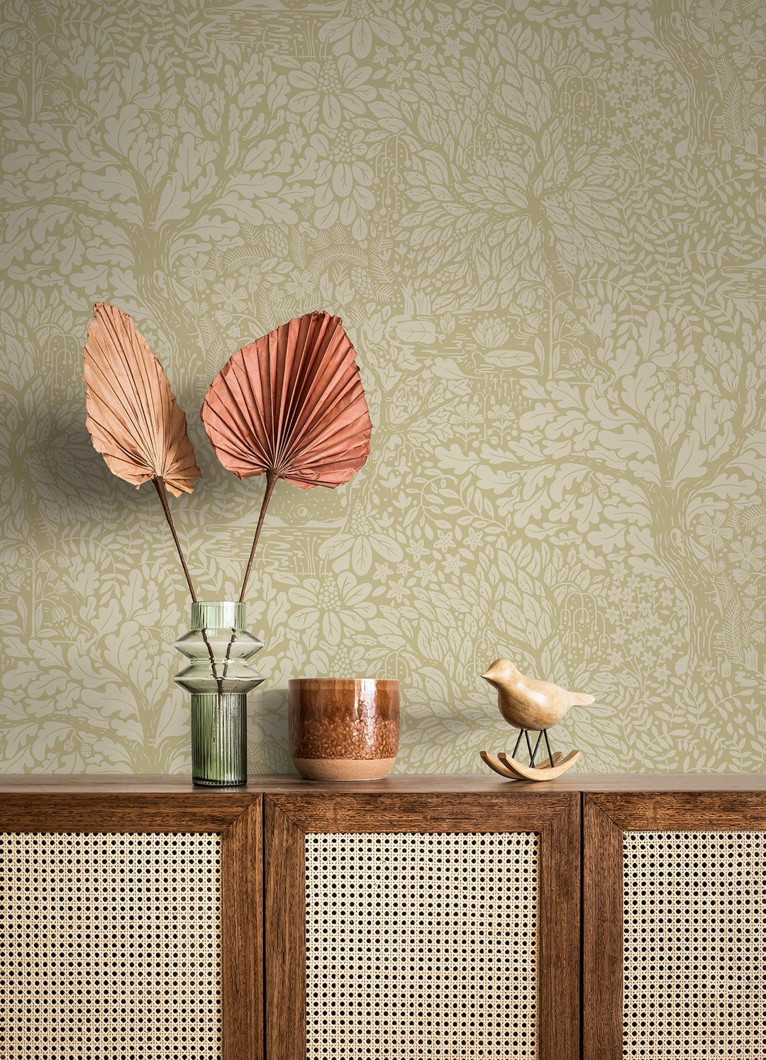 Olle Sage Forest Sanctuary Wallpaper by A-Street Prints Designer