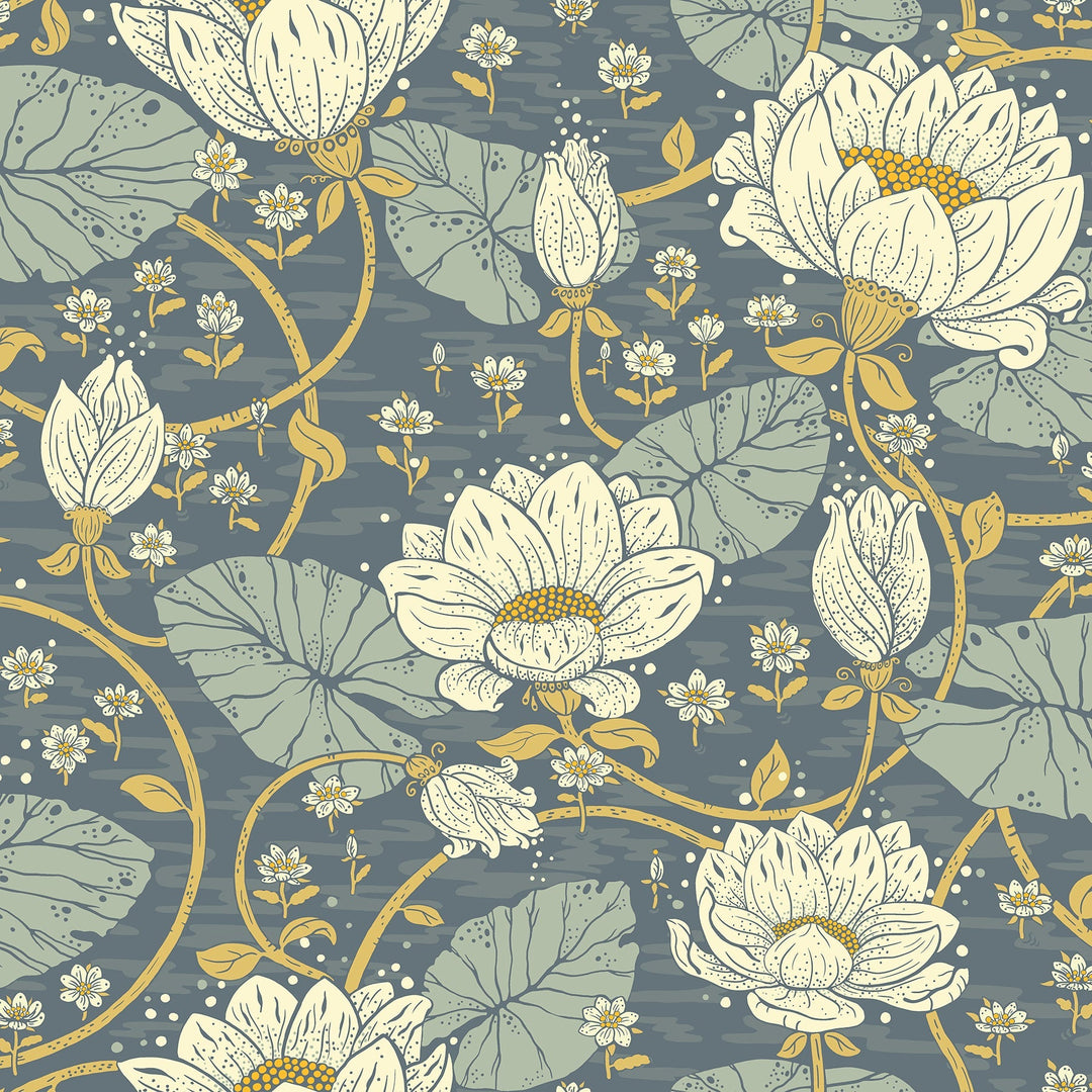 Eva Blue Lotus Dreams Wallpaper by A-Street Prints Designer
