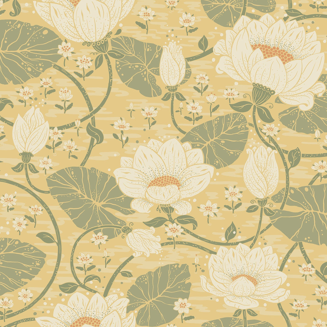 Eva Light Yellow Lotus Dreams Wallpaper by A-Street Prints Designer