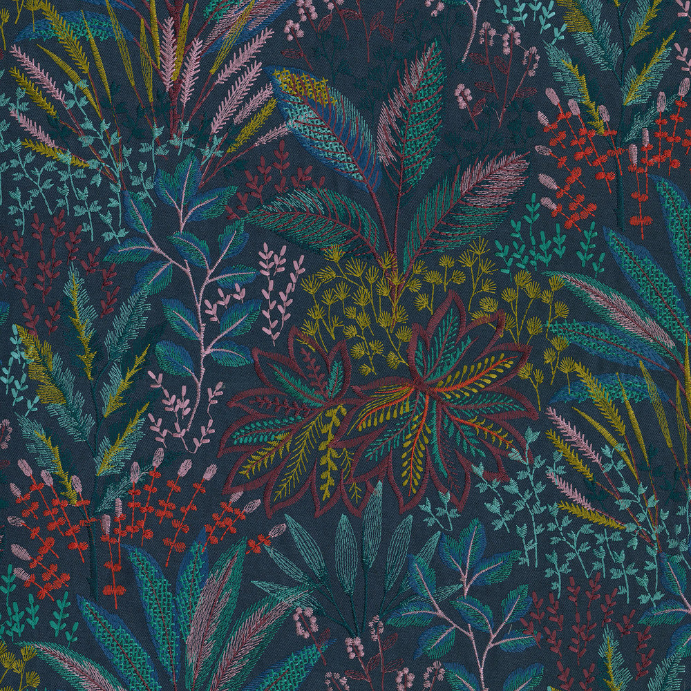 Amazonia Emb Multi 408772 by PKL Studio Designer Fabric - Base: 73% Polyester 27% Cotton Emb: 100% Rayon India 46000 Horizontal: 26 and Vertical: 18 Base: 54" Emb: 52" - Swanky Fabrics -