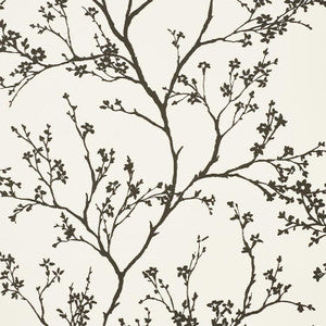 Schumacher Wallpaper Twiggy Vinyl Black On Ivory 5010150